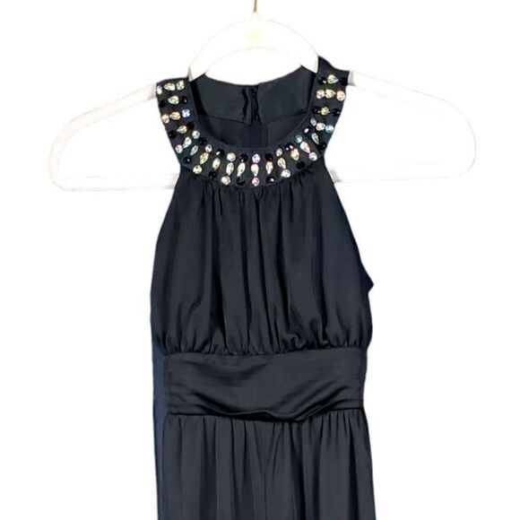 Poppies and Roses Jumpsuit Girls Size 10 Black Flowy Beaded Special Occasion New - Picture 2 of 10